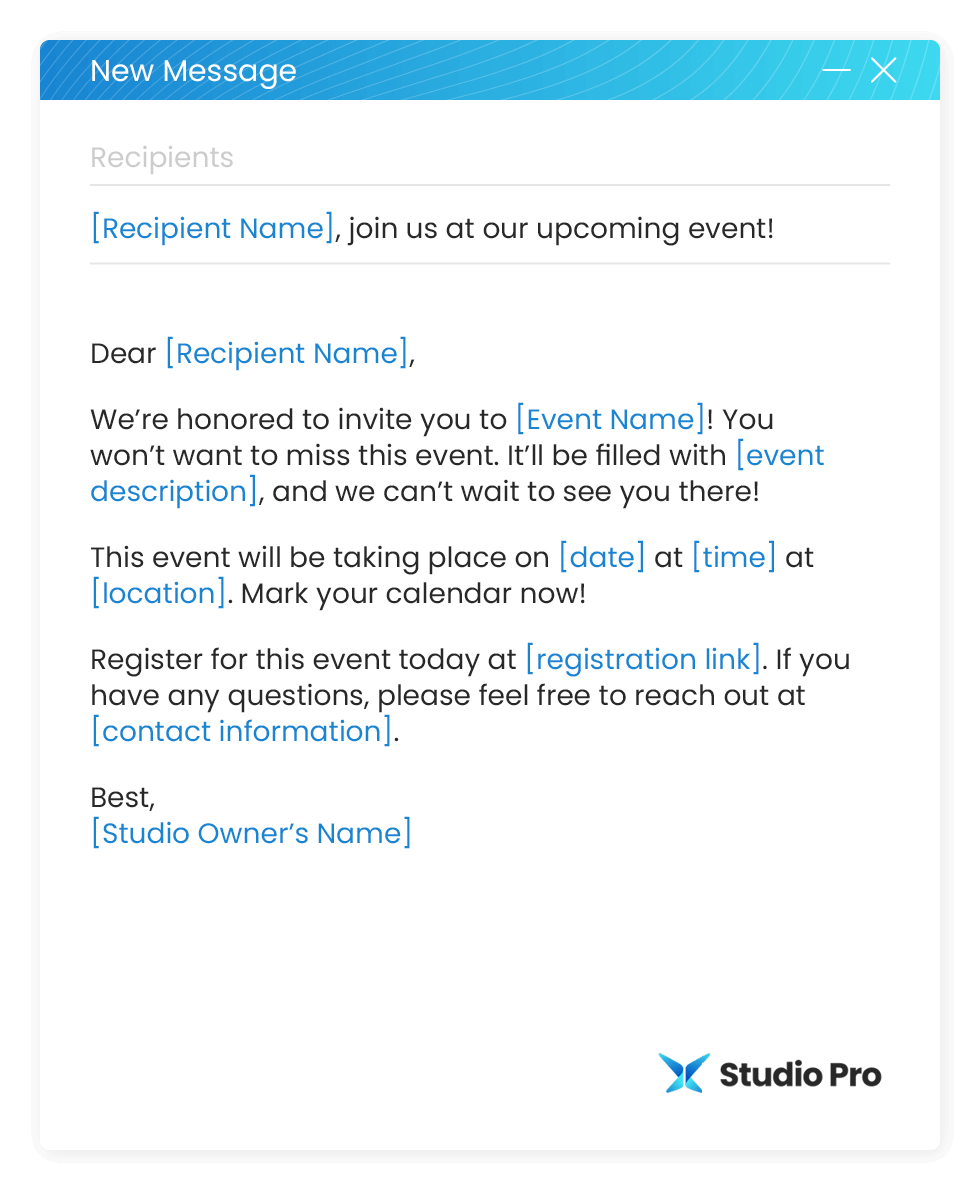 Dance event announcement email template
